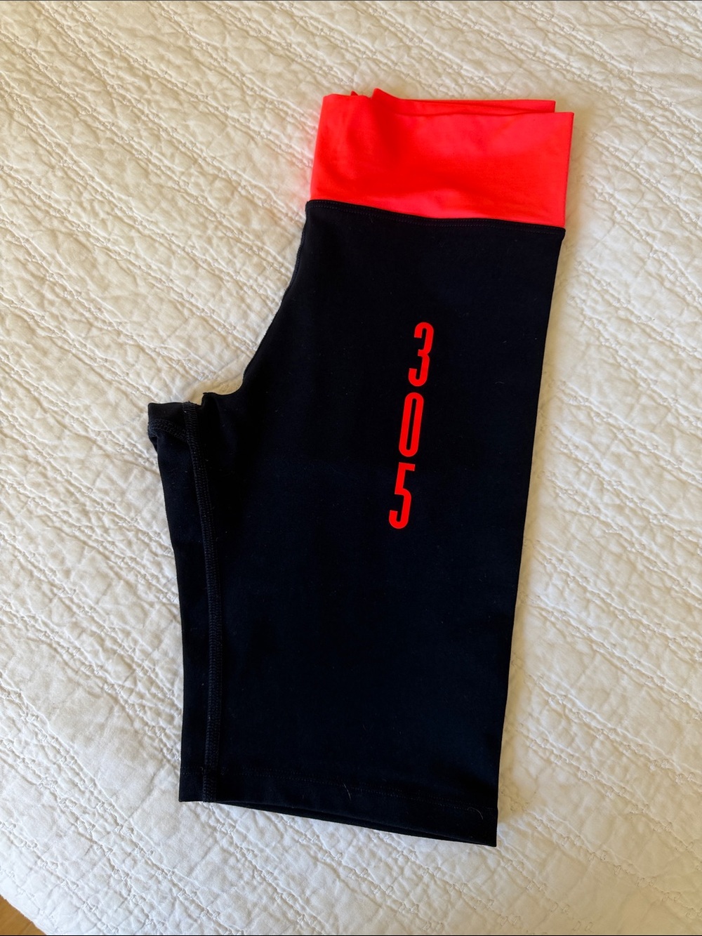 925fit “305” Women’s Navy Bike Shorts with Neon Waistband and Logo